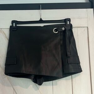 Forever 21 black leather wrap skort